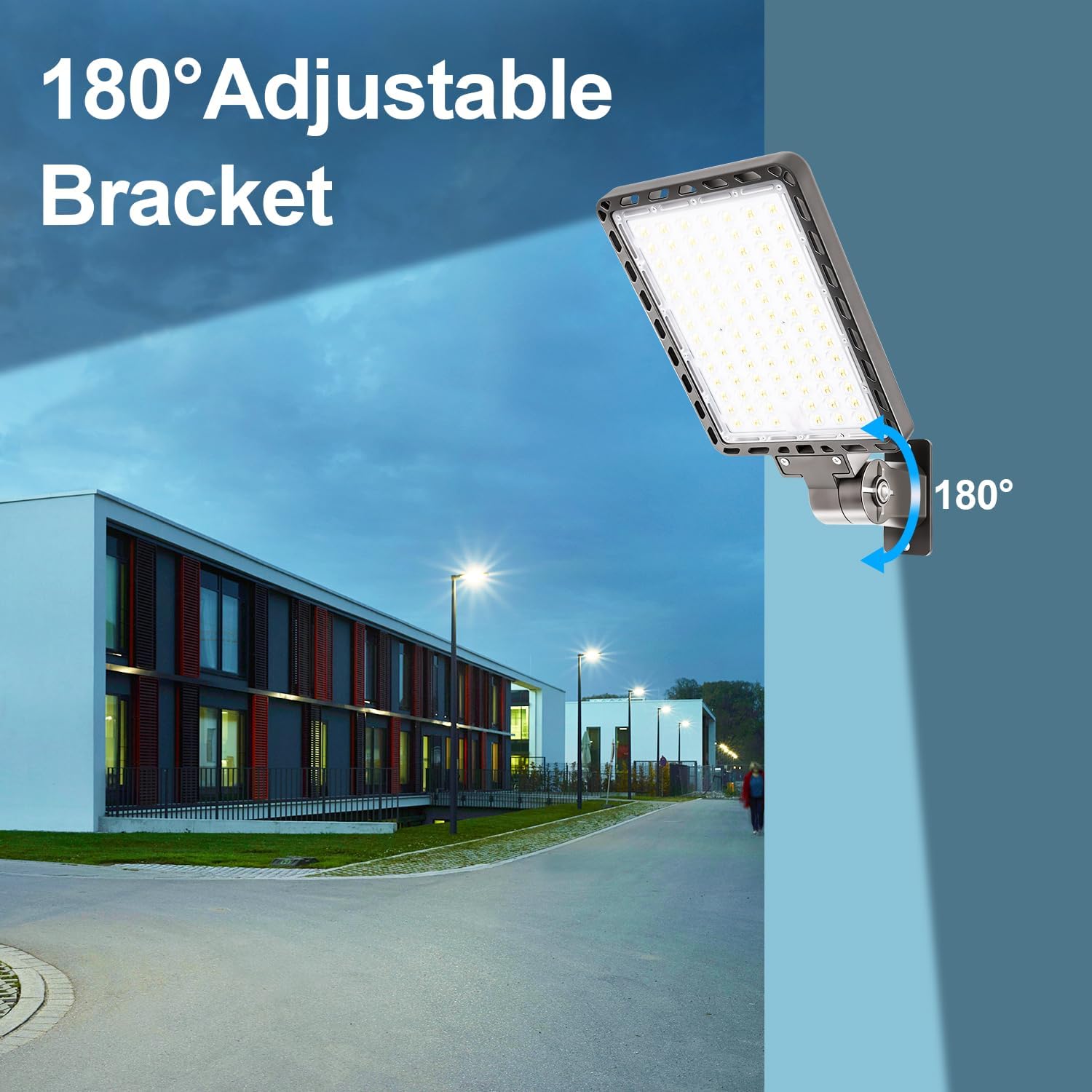 ledmo LED Parking Lot Light 240W Outdoor Flood Light Dusk to Dawn with Adjustable Wall Mount 37000lm IP65 LED Street Commercial Security Area Lighting for Yard Sport Barn Shop Warehouse 4 Pack