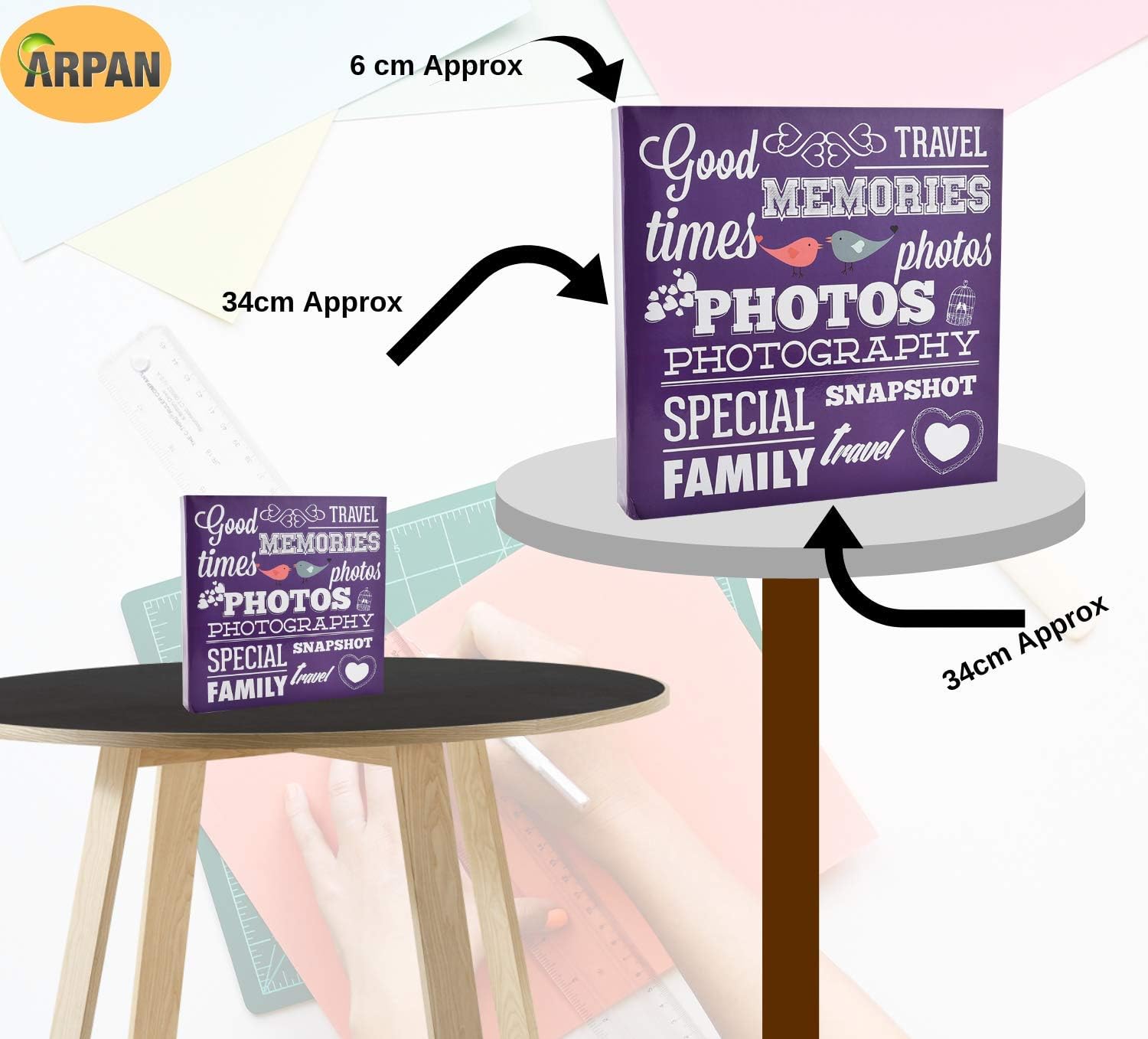 Arpan Large 3-Ring Binder Slip In Photo Album holds 500 6×4' / 10×15 cm photos (Purple)