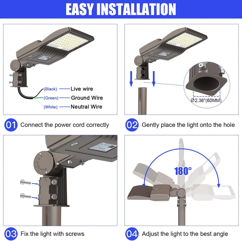 150w High Voltage 347v 480v LED Shoebox Area Light Parking Lot Lighting Street Lamp Stadium Light Flood Light Type III Distribution 5000k Daylight UL Lighting Facts (150w 347/480v, Slip Fitter)