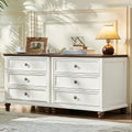 Joaxswe Farmhouse Nightstand Set of 2 with Charging Station, 24' Wide End Table with 3 Drawers,Dresser for Bedroom,Bed Side Table Chest of Drawers Cabinet,Wood White Night Stand for Living Room