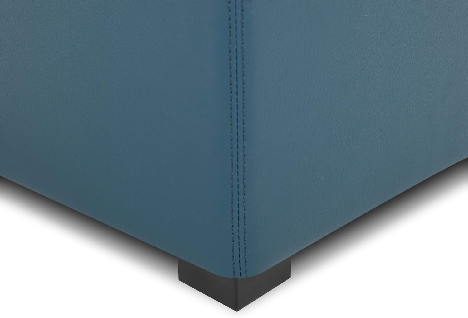CHITA Storage Ottoman Cube with Tray Lid, Set of 2, Small Footstool with Storage, Square End Table for Living Room and Bedroom, Faux Leather in Dark Blue