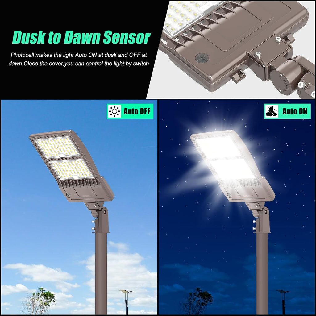 2Pack 450W LED Parking Lot Light Dusk to Dawn Photocell with Slip Fitter, ETL Listed Outdoor Street Area Light LED Shoebox Parking Pole Light 5000K IP65 Waterproof Commercial Light 100-277VAC