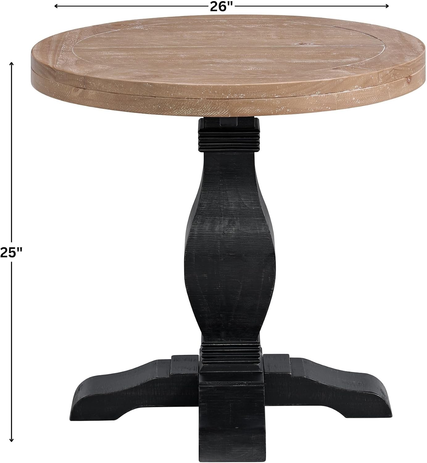 Martin Svensson Home Napa Solid Wood Pedestal End Table, Black and Driftwood