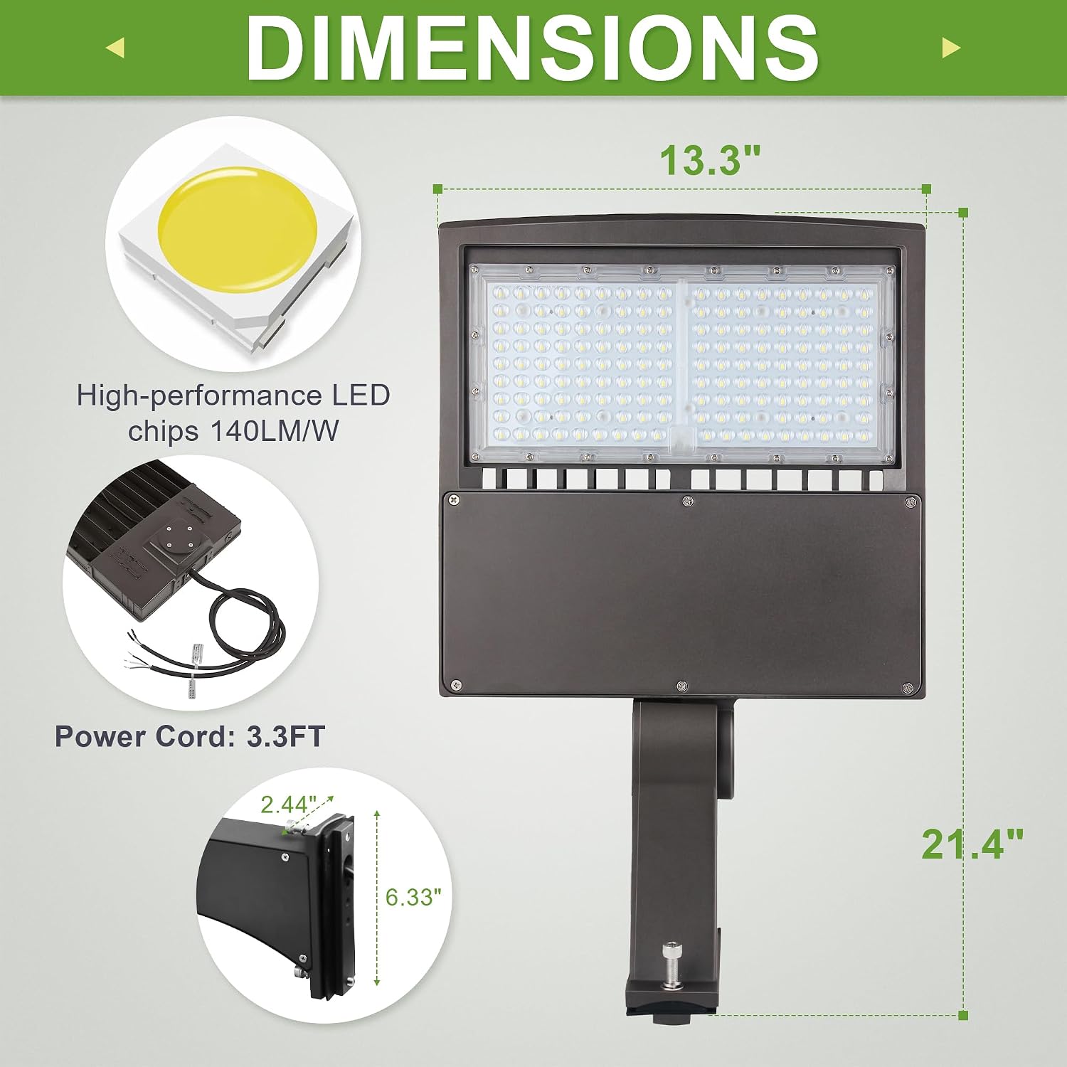 150W LED Shoebox Light, Surge Protection Built-in LED Parking Lot Area Light, 450W MH Equiv. LED Street Road Lamps with Direct Pole Arms Mount, 1-10V Dimmable, UL Listed 5000K 100-277VAC