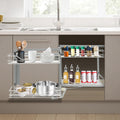 Blind Corner Cabinet Pull Out Right, 15 Inch Blind Corner Cabinet 2 Tiers Organizer Adjustable Design, Hidden Slide Out Shelves for Store Kitchen Utensils (Pull Out Left & Right, Style2)