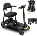SCOOTNGO Mobility Scooters for Seniors & Adults 4 Wheel Travel Mobility Scooter Airline Approved with Two Batteries, Lightweight, Foldable, No Assembly Needed (Black Yellow, Dual Batteries with Wagon)