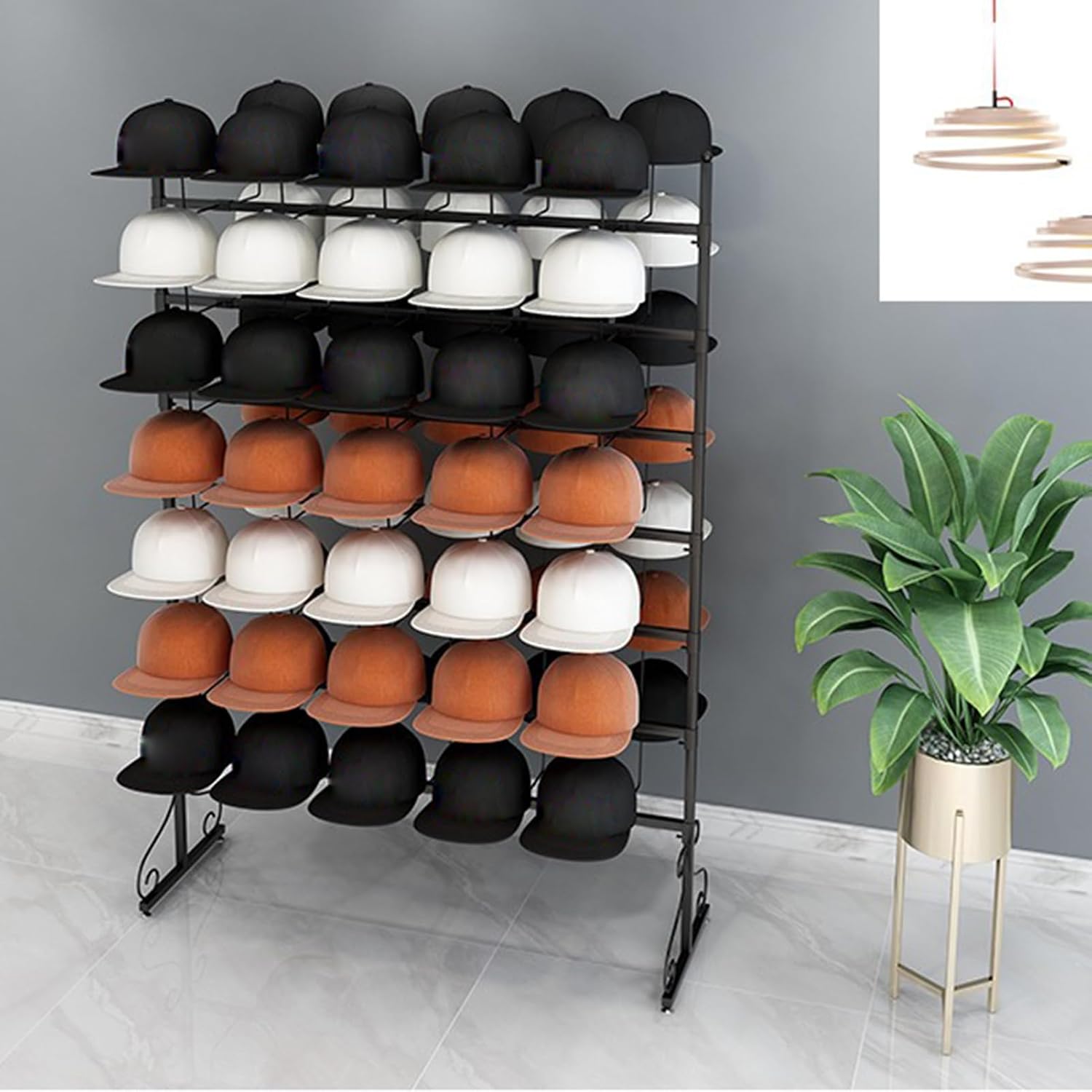 Helmet Stand Display Stand Hat Organizer Rack for Baseball Caps | Metal Hat Display Stand Floor-Standing Hat Holder for Caps, Wigs & Hats