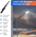 OSTEK 450W LED Parking Lot Light with Slip Fitter Mount, 5000K 63000Lm(140lm/w) Shoebox Light IP65 Waterproof Outdoor Street Area Light, Commercial Outdoor Lighting 277-480Vac, UL&DLC Listed