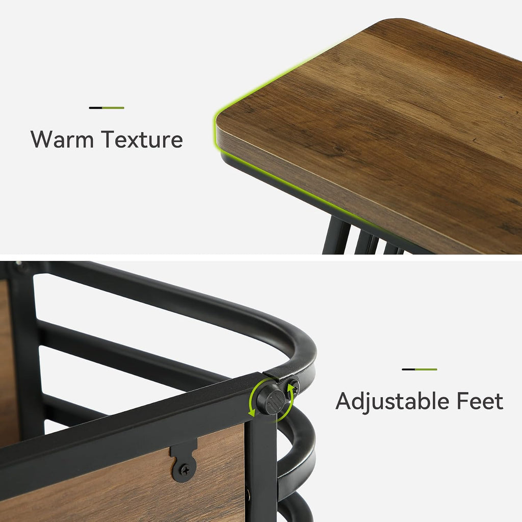 LITTLE TREE End Table for Living Room, 3-Tier Side Table for Small Spaces, Industrial Narrow Side Table with Storage Shelf in Oak Brown and Black (Set of 2)