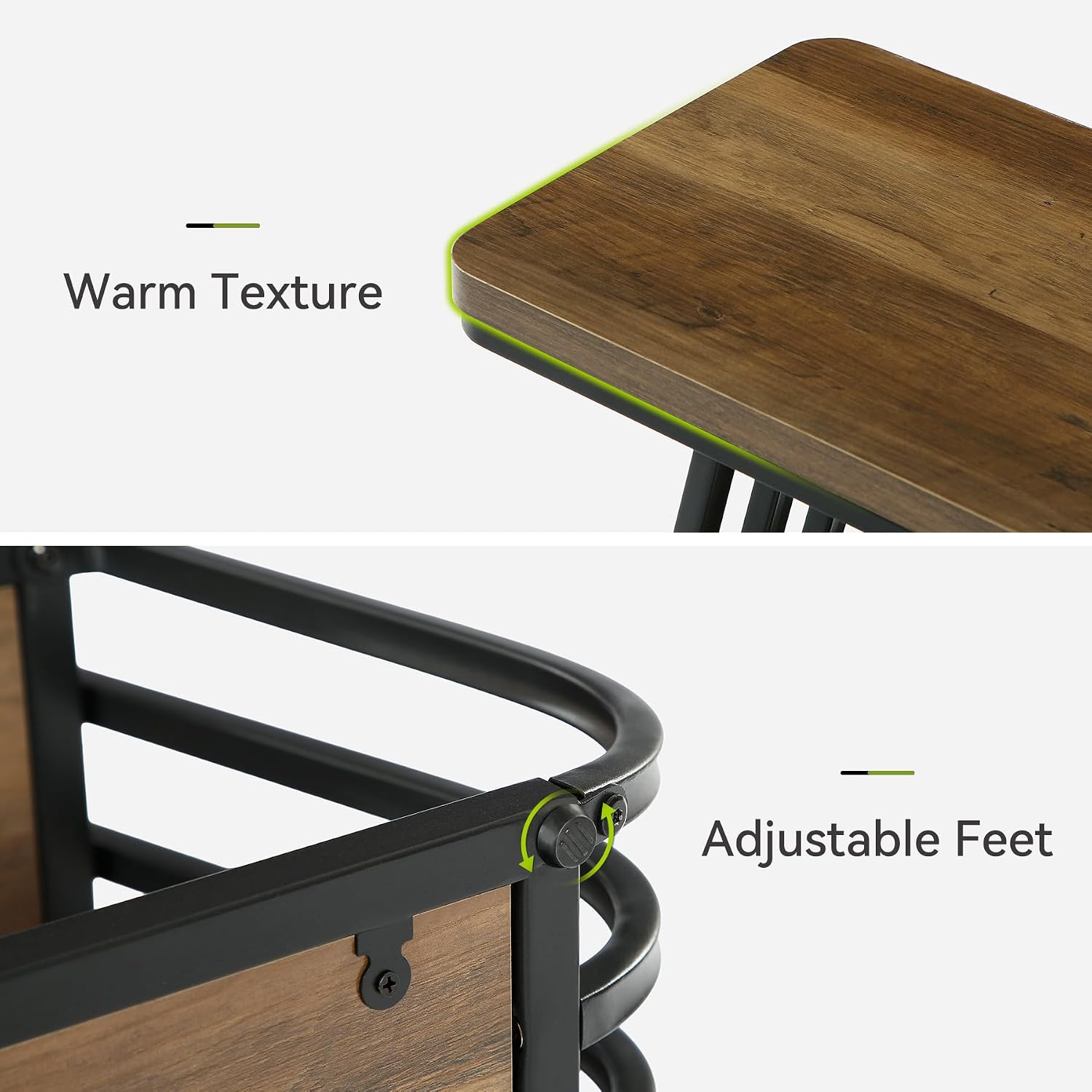 LITTLE TREE End Table for Living Room, 3-Tier Side Table for Small Spaces, Industrial Narrow Side Table with Storage Shelf in Oak Brown and Black (Set of 2)