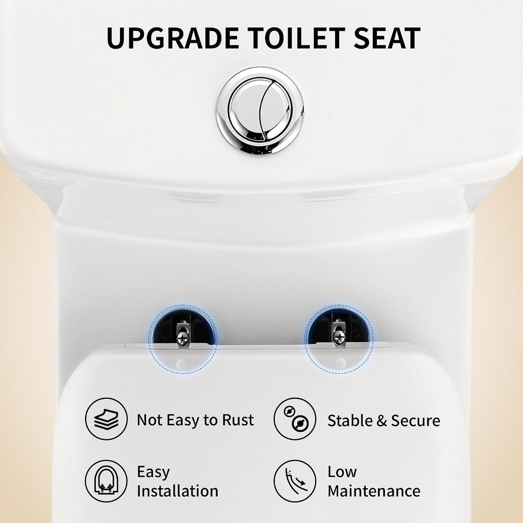 DeerValley Elongated One Piece Toilet with Efficient Dual Flush 1.1/1.6 GPF | Standard Height Toilet Bowl, Durable Ceramic, Slow Close Seat, Skirted Design 10' Rough-In Toilet for Bathroom DV-1F026R