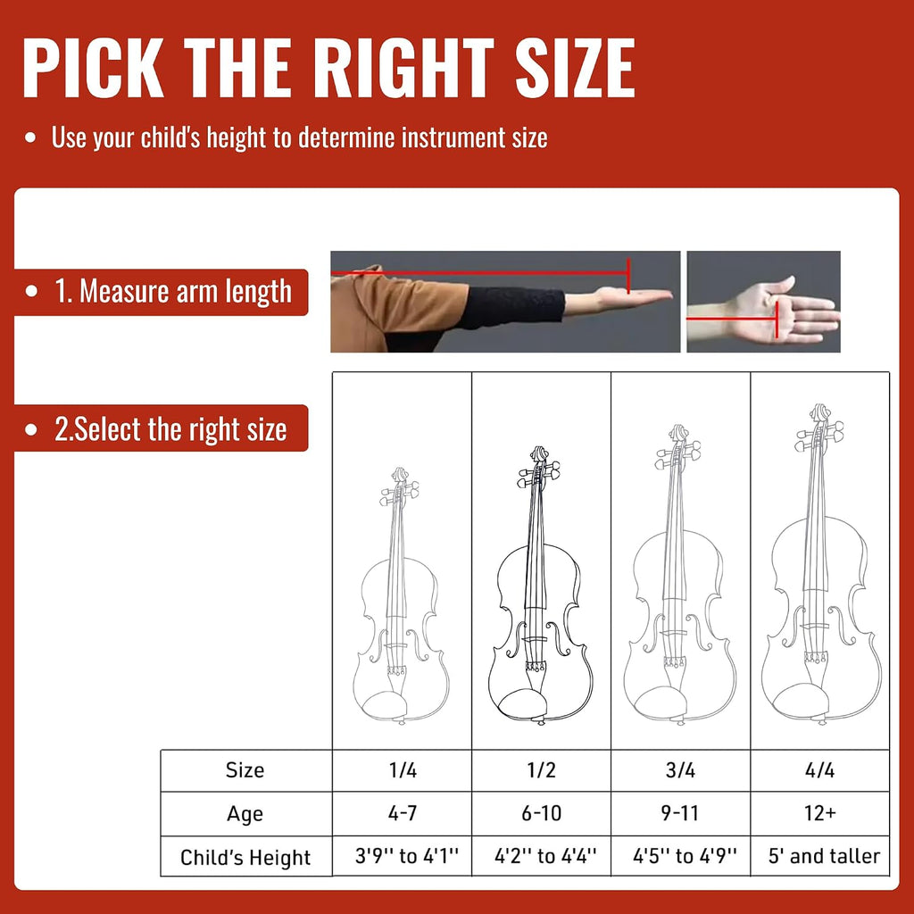 1/2 Size Violin for Kids, Half Size Fiddle - Solid Spruce & Maple with Lightweight Case, Brazilwood Bow, Shoulder Rest, Digital Tuner Beginner Kit