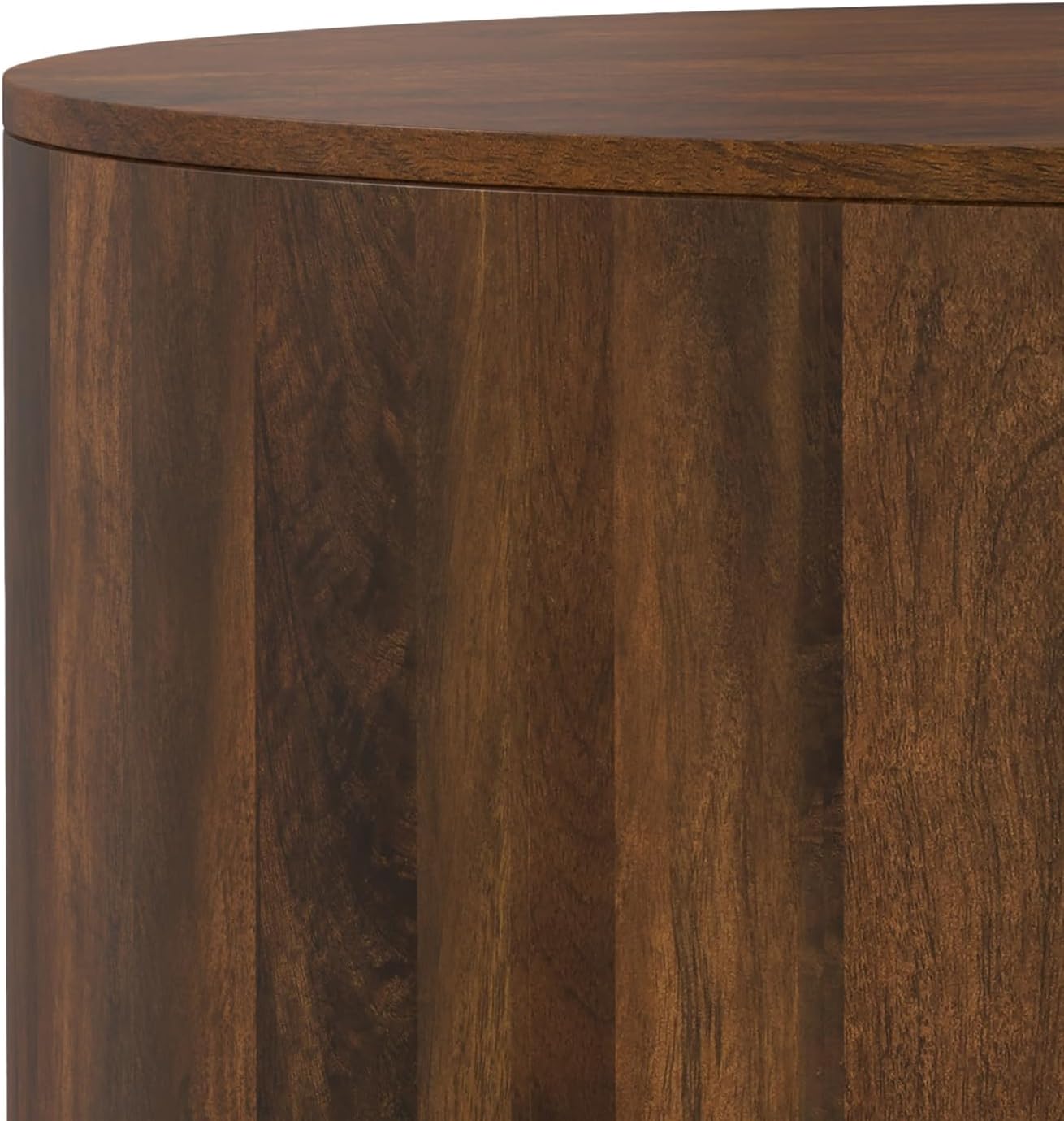 SIMPLIHOME Millbury Drum Coffee Table - 36 inch Wide Solid Mango Wood Round Living Room Table in Walnut Brown, Contemporary Cocktail Table for Family Room or Lounge with Large Surface, Assembled