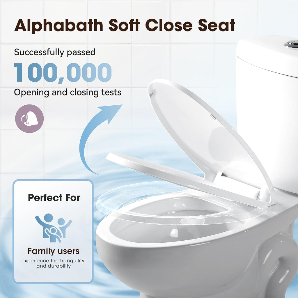 17' Comfort Height Toilet with Soft close seat, Two piece Toilets for Bathroom, Nano Self-Cleaning Glaze, Dual Flush 0.8/1.28 GPF, Easy to Clean & Install, ADA Height, 12' Rough-In