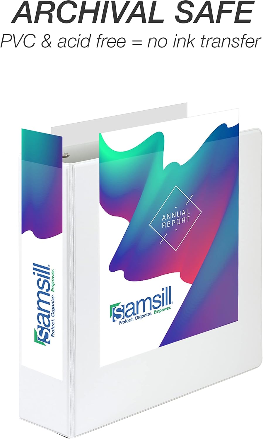 Samsill Durable 3 inch 3 Ring Binder, D Ring Binder, 100% Recycled Chipboard, White, 12 Pack