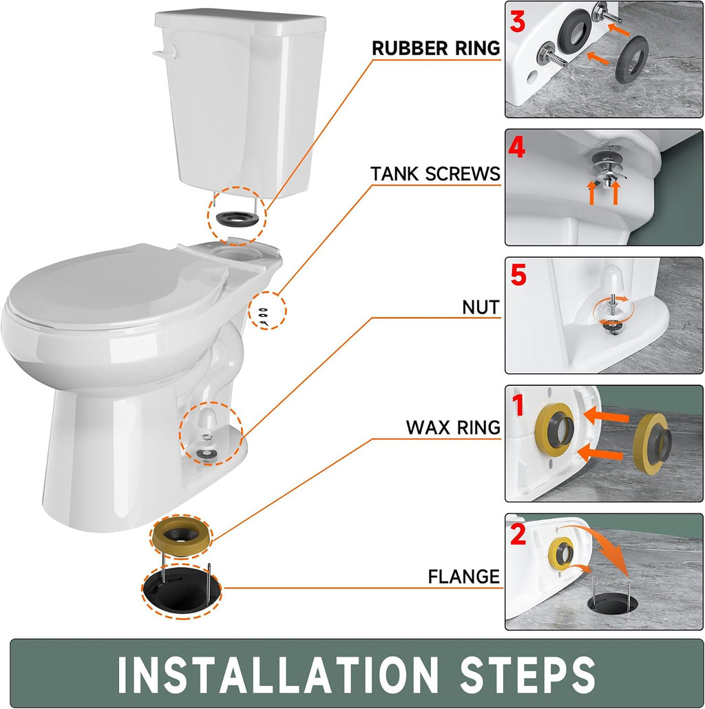 Compact 17 Inch Chair High White Toilet for Small Bathroom | Powerful Tornado Flush Single Flush 1.28 GPF, Comfort ADA Bowl Heigh 16.75' Tall Toilet for Seniors,Two Piece 12' Rough In