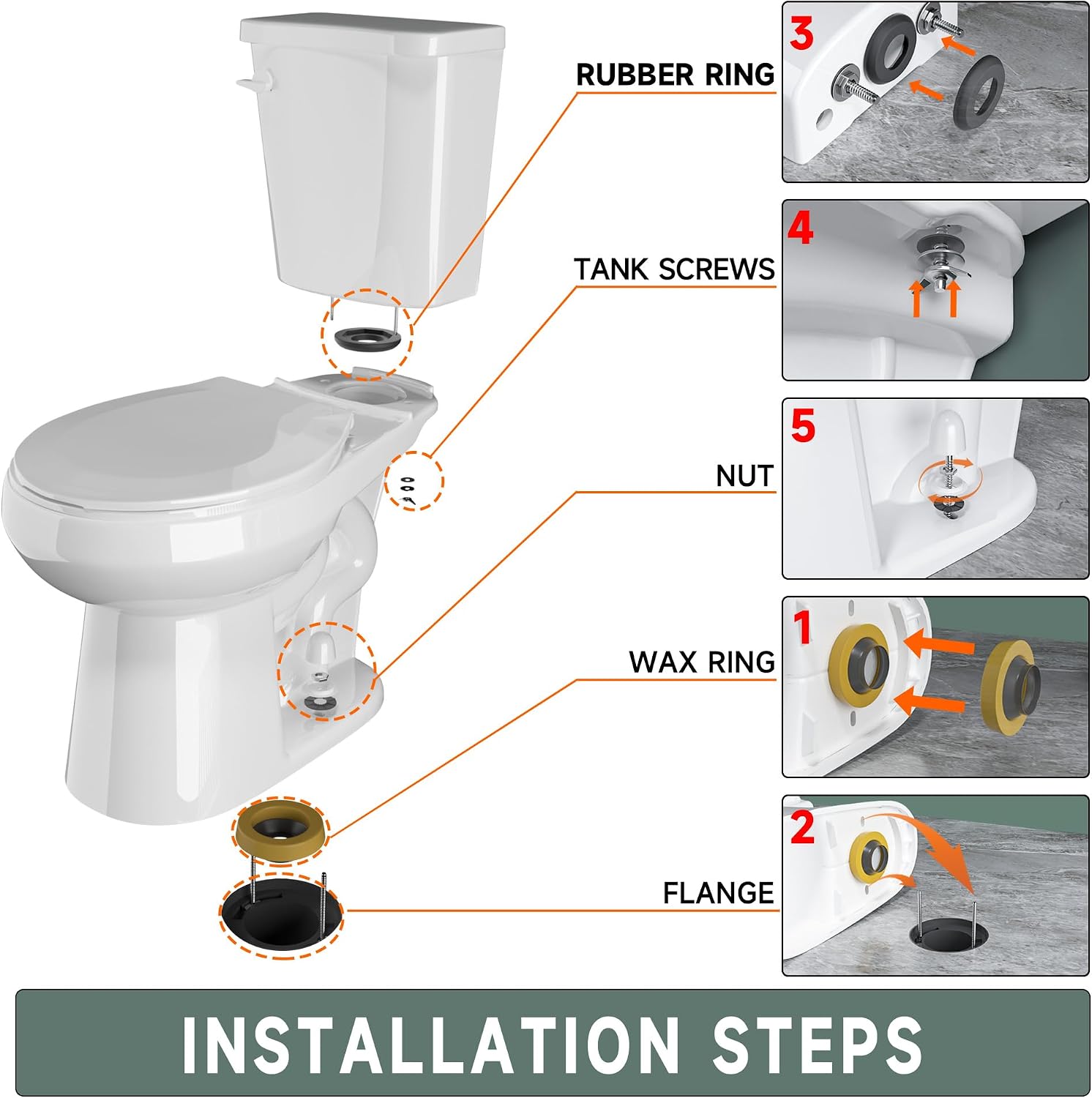 Compact 17 Inch Chair High White Toilet for Small Bathroom | Powerful Tornado Flush Single Flush 1.28 GPF, Comfort ADA Bowl Heigh 16.75' Tall Toilet for Seniors,Two Piece 12' Rough In
