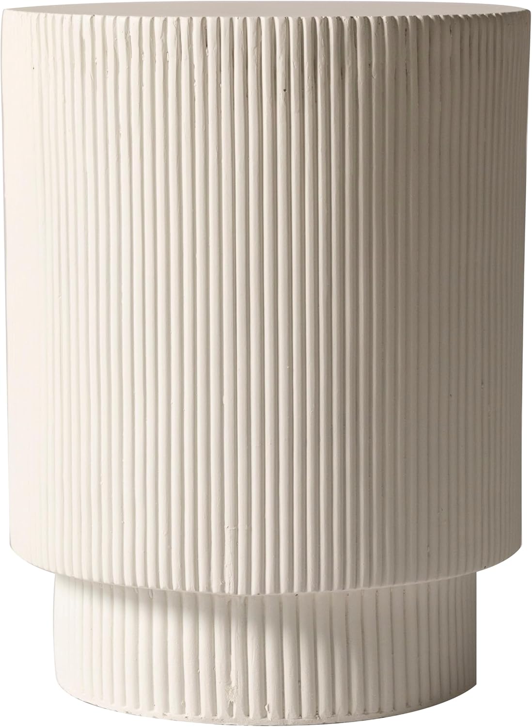 LeisureMod Modern Side Table Round Fiberstone Top Accent End Table for Home, Outdoor Patio, Living Room Sofa, Weather-Resistant, Eden Series in White