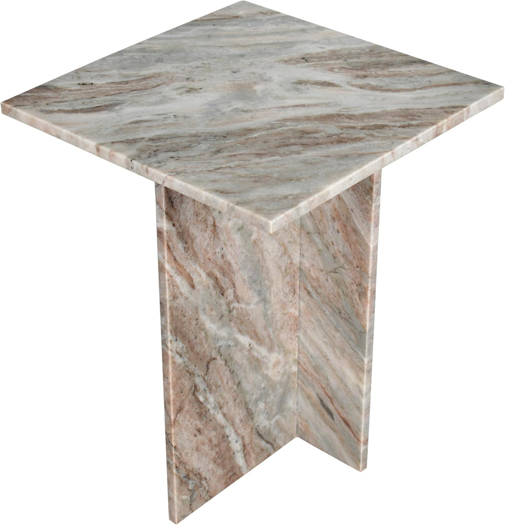 JONATHAN Y MTB1104A Cecil 18.5' Contemporary Natural Marble Handmade T-Shaped End Table for Living Room, Bedroom, Bathroom, Gray/Beige