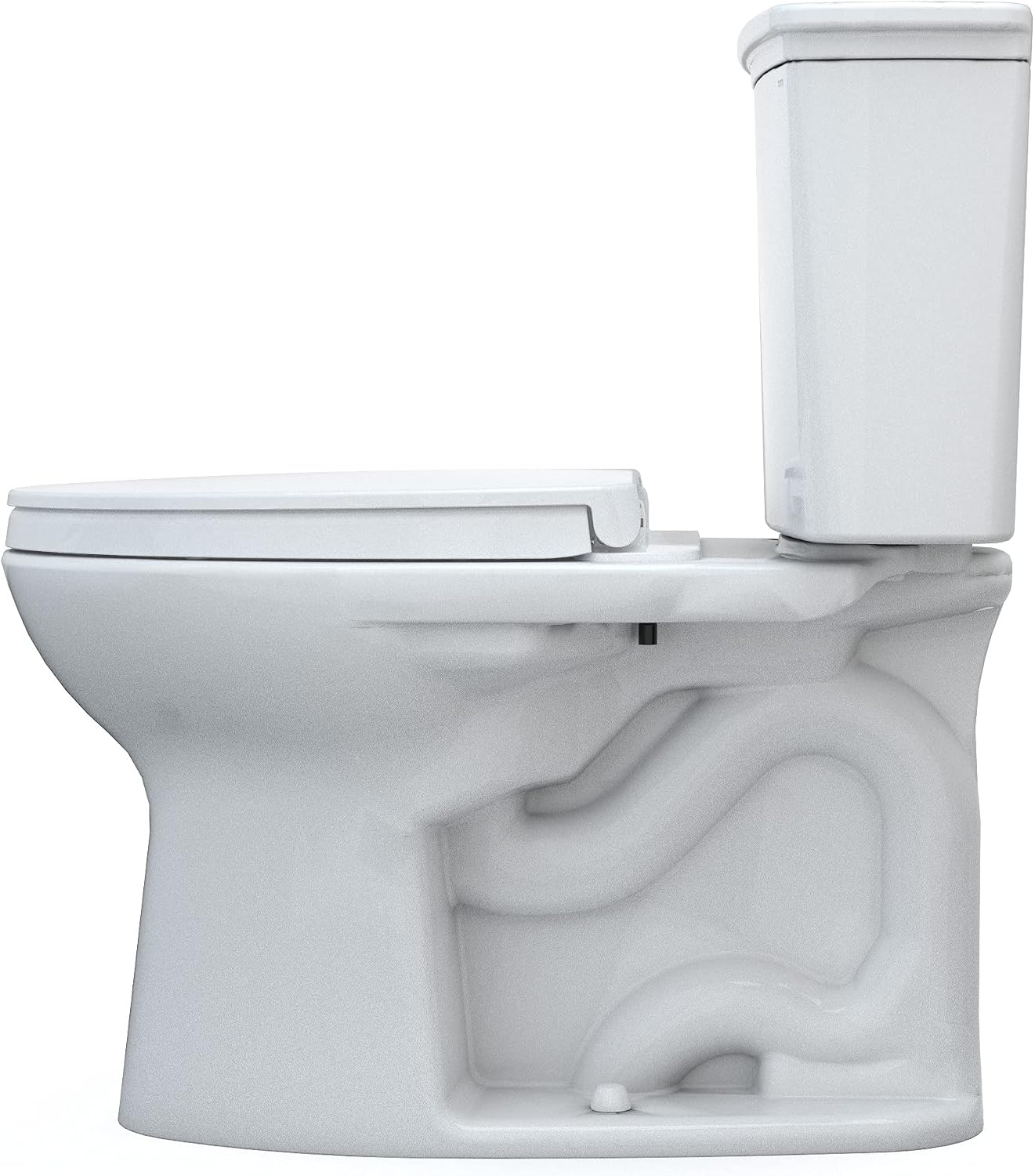 TOTO Drake Transitional Two-Piece Elongated 1.28 GPF Universal Height TORNADO FLUSH Toilet with 10 Inch Rough-In, CEFIONTECT, and SoftClose Seat, WASHLET+ Ready, Cotton White - MS786124CEFG.10#01
