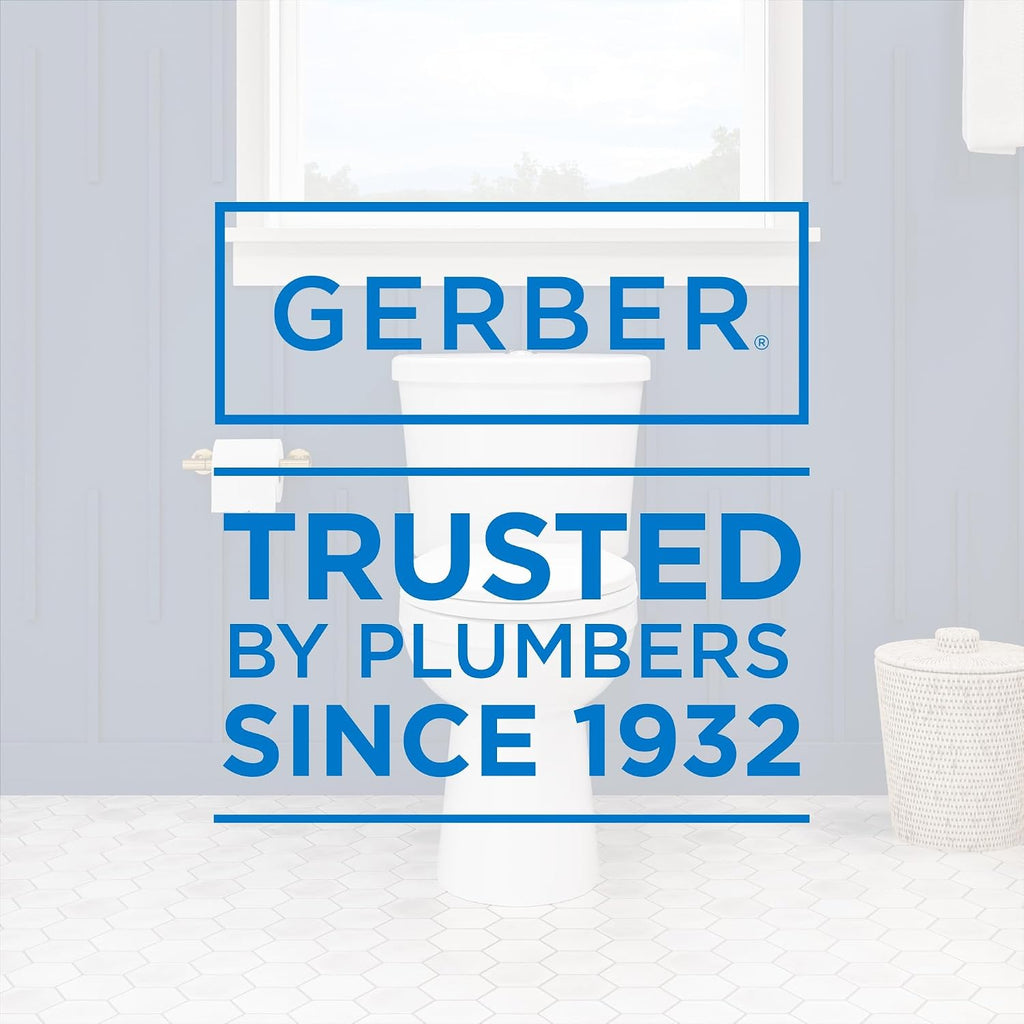 Gerber Maxwell Select Elongated Dual-Flush 1.0/1.28 GPF Two-Piece Toilet, ADA Chair Height, 12-in Rough-In, High Efficiency, Soft-Close Seat & Install Kit with Wax Ring, White, GRD49210E