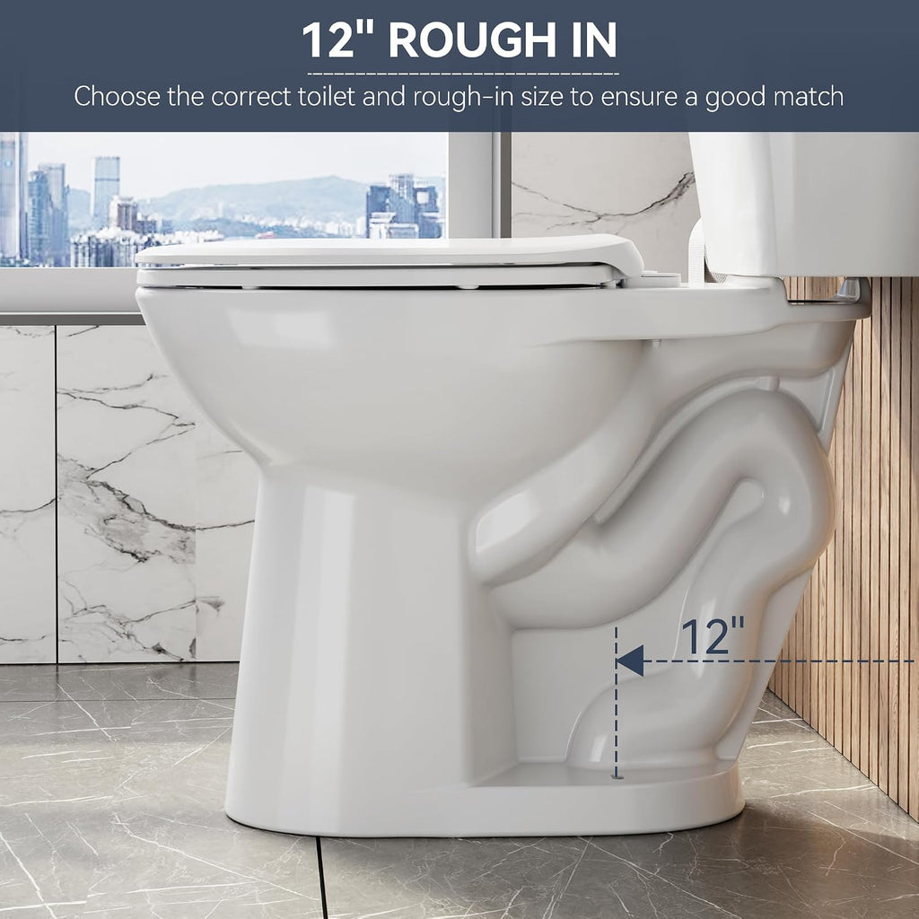 Two Piece Toilet with 17' ADA Height - CUPC Certified, Side Push Handle, 1.28 GPF, PP Cover, Elongated Bowl
