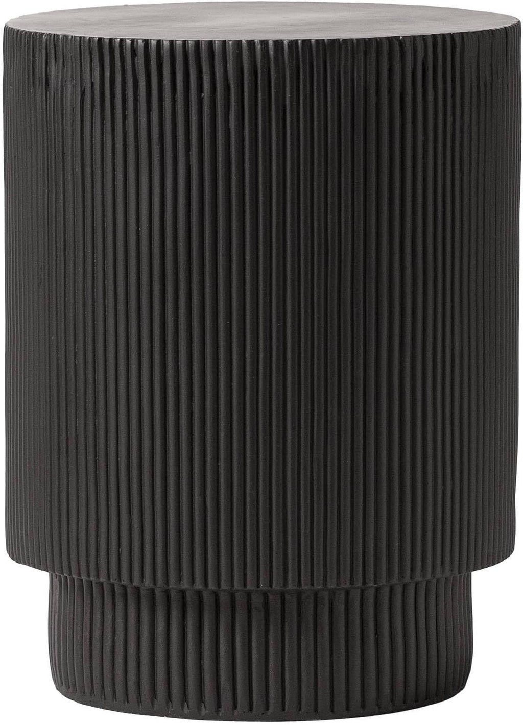 LeisureMod Modern Side Table Round Fiberstone Top Accent End Table for Home, Outdoor Patio, Living Room Sofa, Weather-Resistant, Eden Series in Black