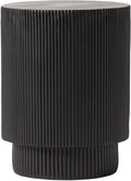 LeisureMod Modern Side Table Round Fiberstone Top Accent End Table for Home, Outdoor Patio, Living Room Sofa, Weather-Resistant, Eden Series in Black
