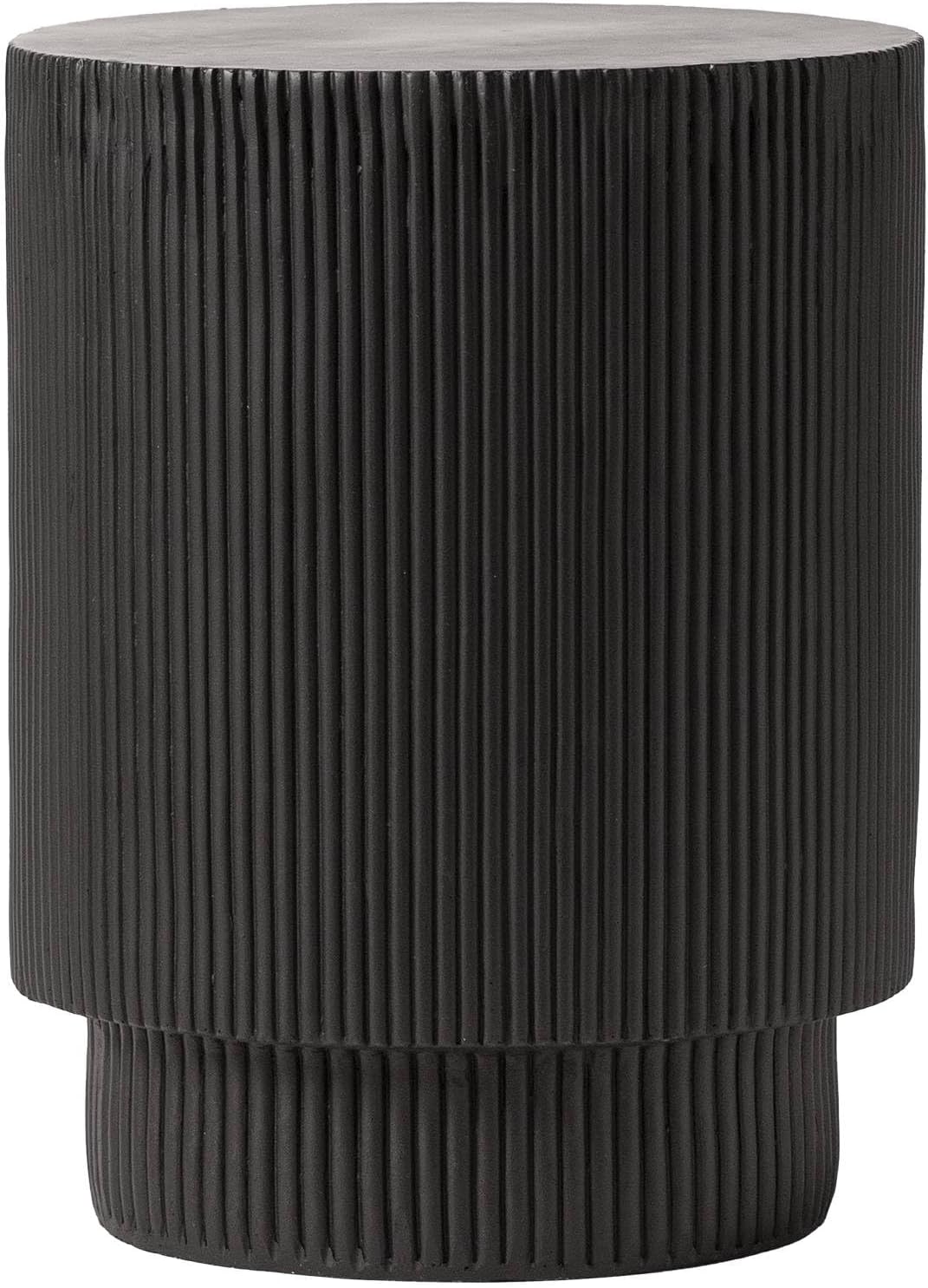 LeisureMod Modern Side Table Round Fiberstone Top Accent End Table for Home, Outdoor Patio, Living Room Sofa, Weather-Resistant, Eden Series in Black