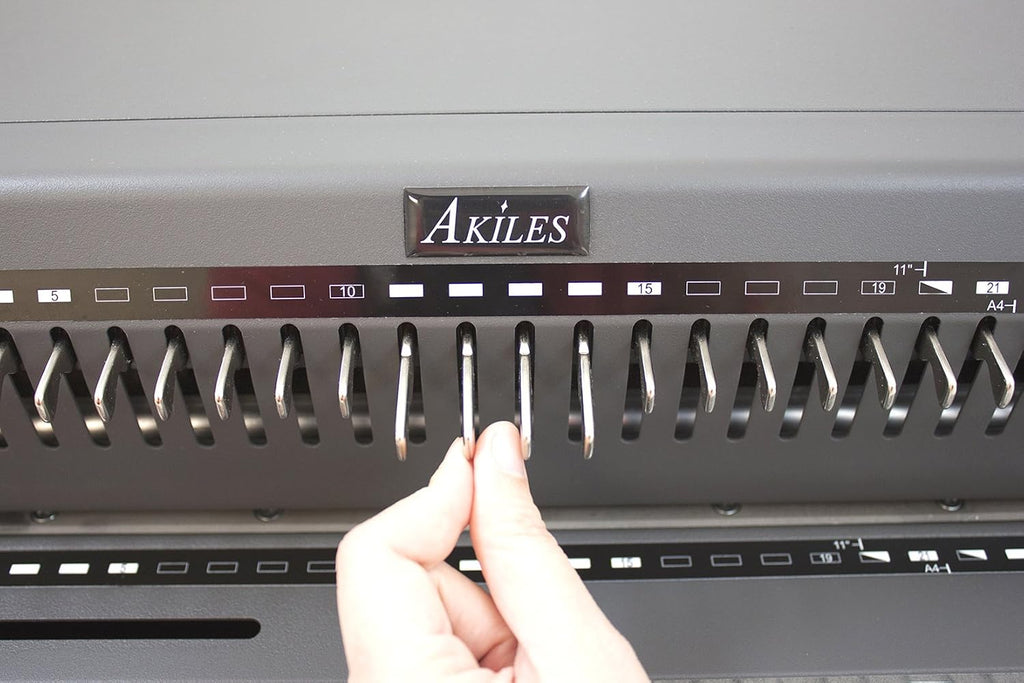 Akiles ACM-EX24 Model CombMac-EX24 All-in-One Electric Comb Binding Machine, Up to 25 Sheets 20lbs Paper (Letter Size), 1/4' to 2' Binding Capacity, Rectangular (5/16' x 1/8') Hole Size