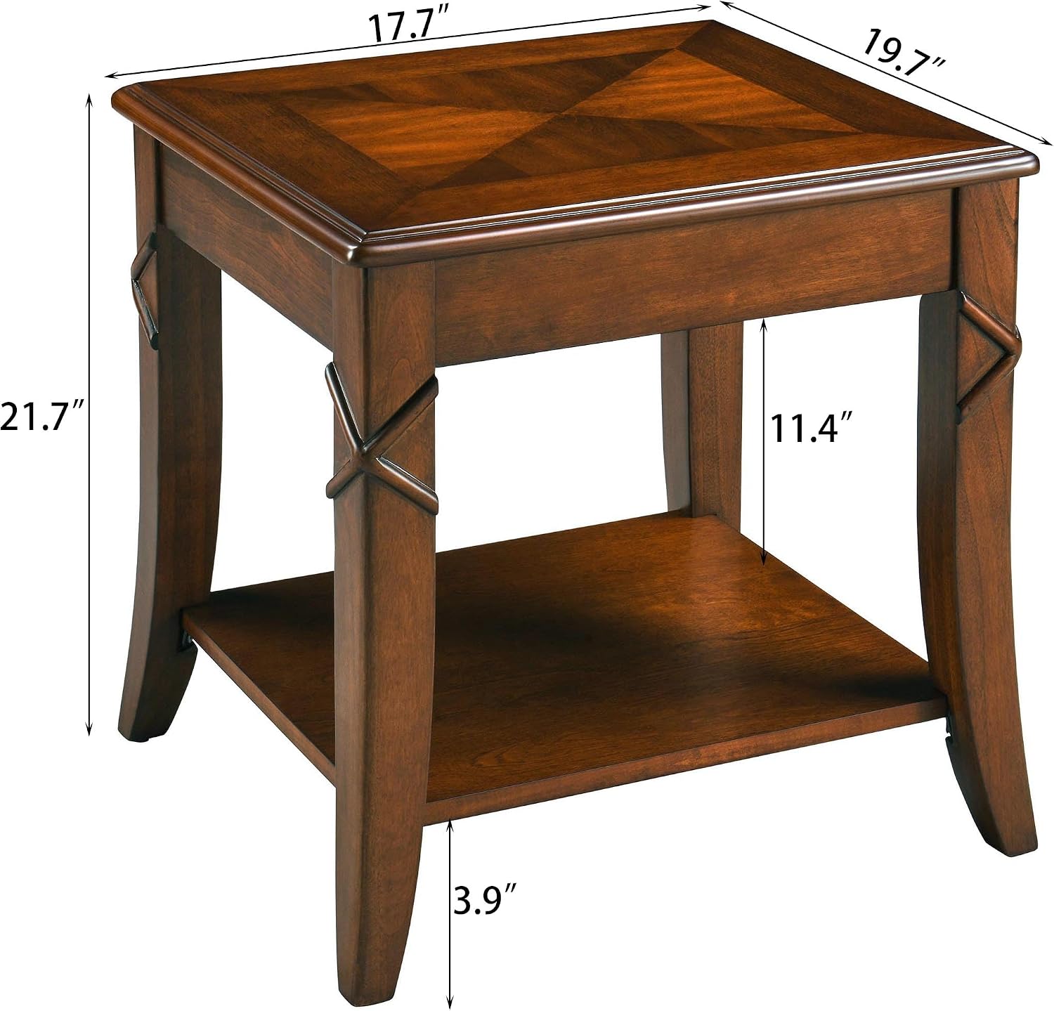 Living Room Tables Set of 3- One Coffee Table and Two End Table with Carved Tabletop and Leg, Mid-Century Sofa Beside Table and Center Table with Carved Legs, Easy Assembly, Cherry Brown KFZ-CJZ-DR200