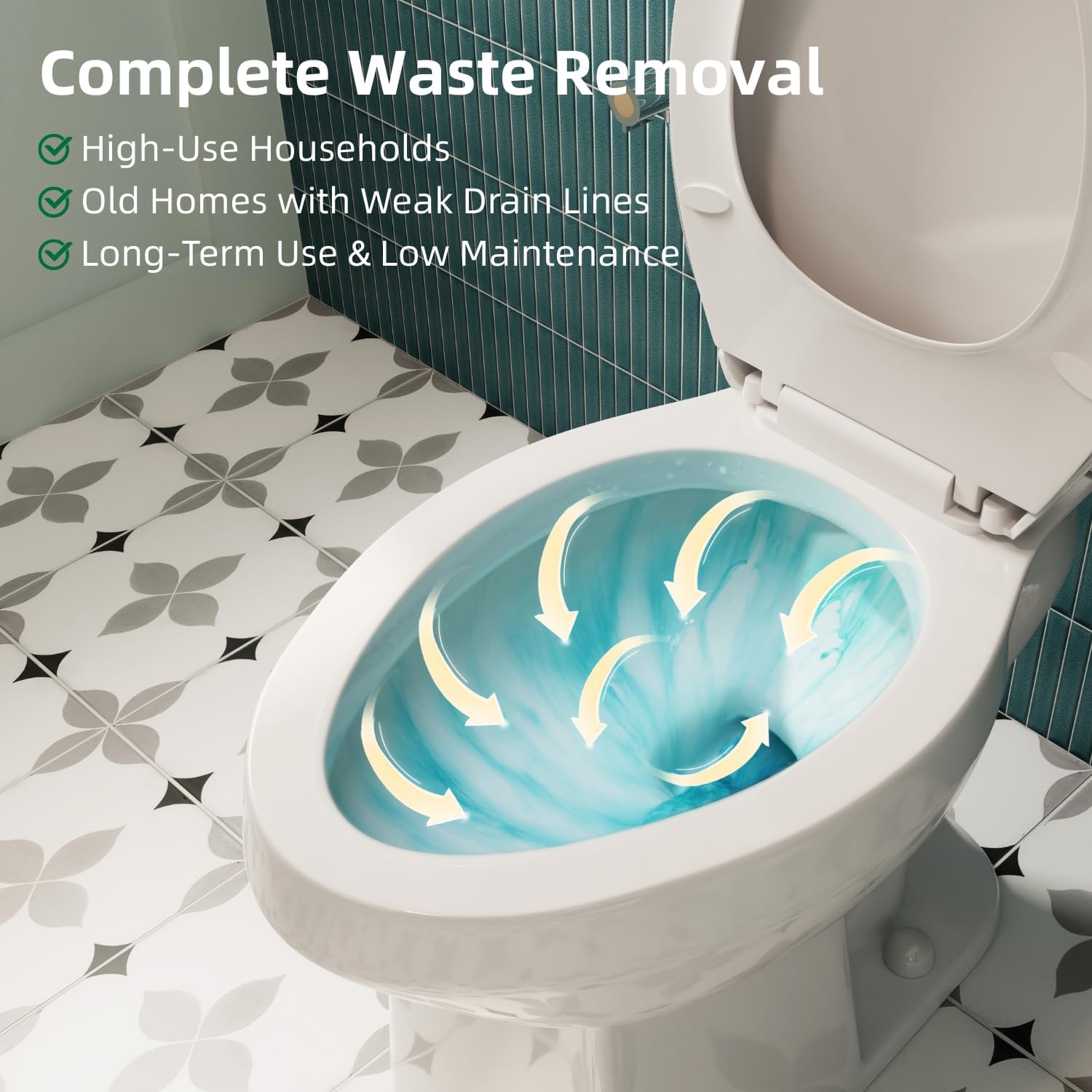 Pressure Assisted Toilet with 18.8' Comfort Tall Height, Los Flexi Two Piece Toilet With Powerful Flush, ADA & Elongated Bowl, 1.0 GPF Water Saving Siphon Flush, 12' Rough-In & Easy Installation