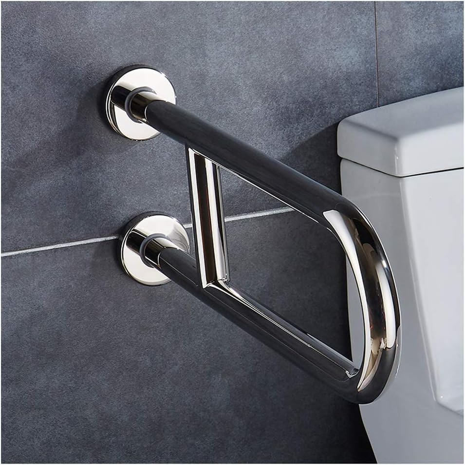 Toilet Frame Bathroom Toilet Grab Handles U-Shaped 24-Inch Grab Bars for Toilet and Bathrooms, Support Polished Chrome Safety Support Rail for Showers