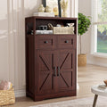 Dark Brown Storage Cabinet with Doors and Shelves - Farmhouse Kitchen Pantry Cabinet with Storage, Coffee Bar Station, Hutch Cupboard for Kitchen, Living Room, Home Office, Dining Room