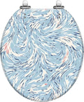 Round Toilet Seat Abstract Hand Drawing Liquid Fluid Wavy Swirl Marbling Leopard Cheetah Resin Toilet Seat Slow Quiet Close Lid with Quick-Release Hinges Cover Bumpers Easy to Clean Install