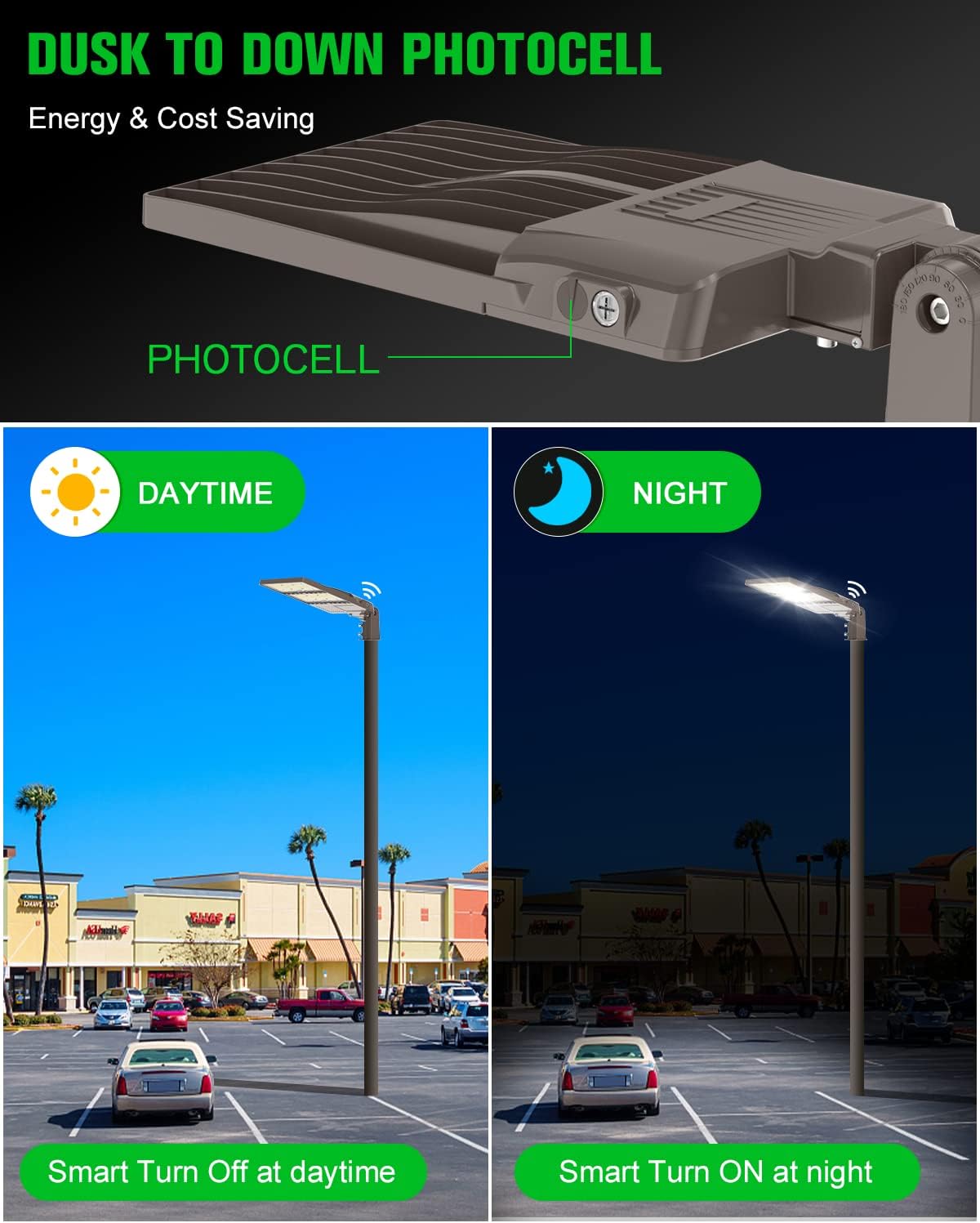 3 Pack 150W LED Parking Lot Lights Adjustable Slip Fit Mount, 22500LM, 5000K UL Listed LED Shoebox Fixture with Photocell, IP65 Waterproof Outdoor Pole Light Commercial, AC100-277V
