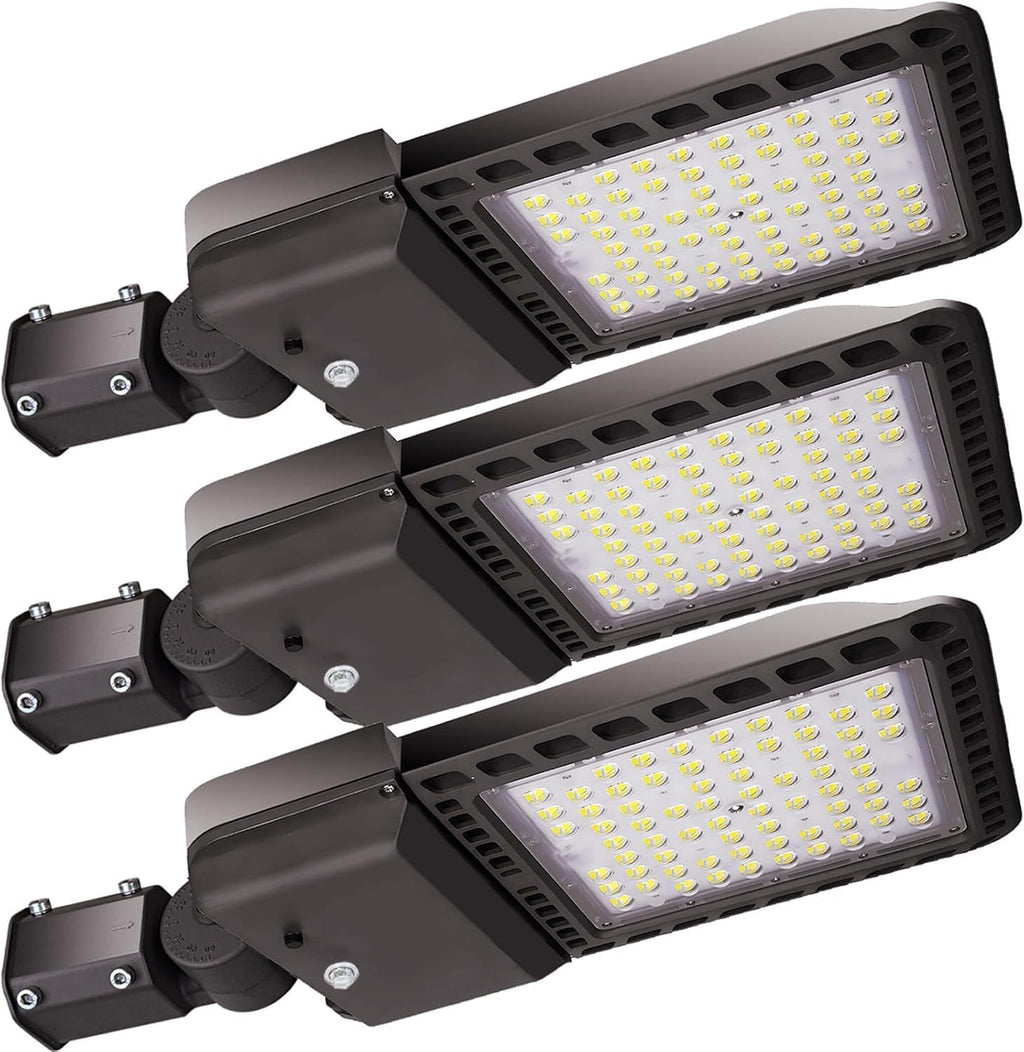 300W LED Parking Lot Light, 39000LM Led Parking Lot Lights Outdoor with Photocell Slip Fitter, 5000K Commercial Shoebox Pole Lighting 7 Years Lifespan for Street Yard Roadway Garage-ETL Listed(3 PACK)