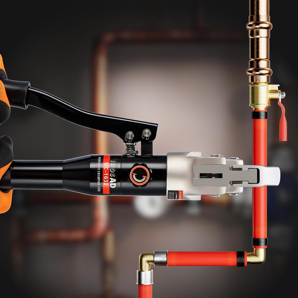 Hydraulic Copper Pipe Tube Fittings Crimping Tool with1/2,3/4,1' Dies for Copper Pipe and F877 Stainless PEX Press Sleeves,3/8',1/2',5/8',3/4',1' Dies for ASTM F1807 Pex Pipe Copper Ring