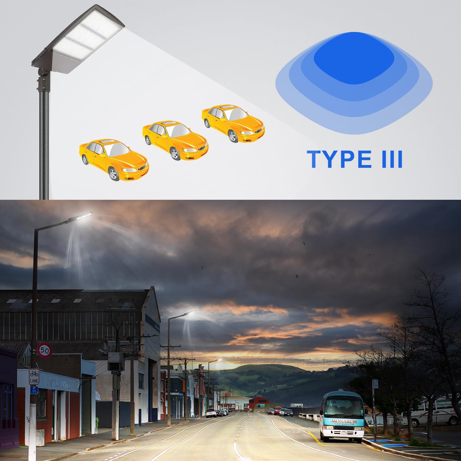 OSTEK 450W LED Parking Lot Light with Slip Fitter Mount, 5000K 63000Lm(140lm/w) Shoebox Light IP65 Waterproof Outdoor Street Area Light, Commercial Outdoor Lighting 277-480Vac, UL&DLC Listed