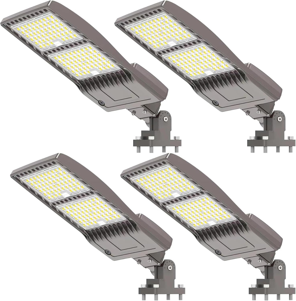4Pack 400W LED Parking Lot Light 56000 Lumen, UL Parking lot Flood Lights Arm Mount, Street Area IP65 5000K Waterproof 100-277VAC Input, Stadium Lights Outdoor, LED Pole Light Outdoor