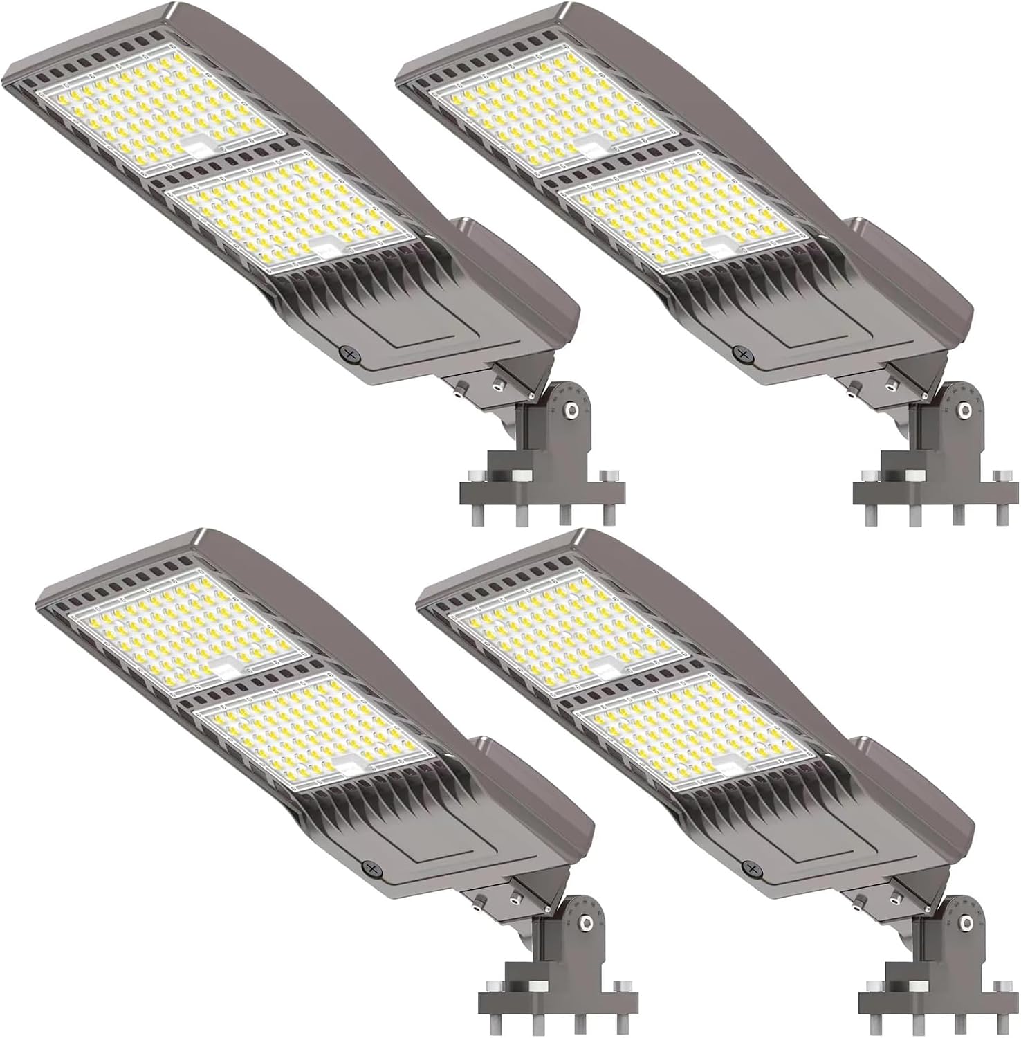 4Pack 400W LED Parking Lot Light 56000 Lumen, UL Parking lot Flood Lights Arm Mount, Street Area IP65 5000K Waterproof 100-277VAC Input, Stadium Lights Outdoor, LED Pole Light Outdoor