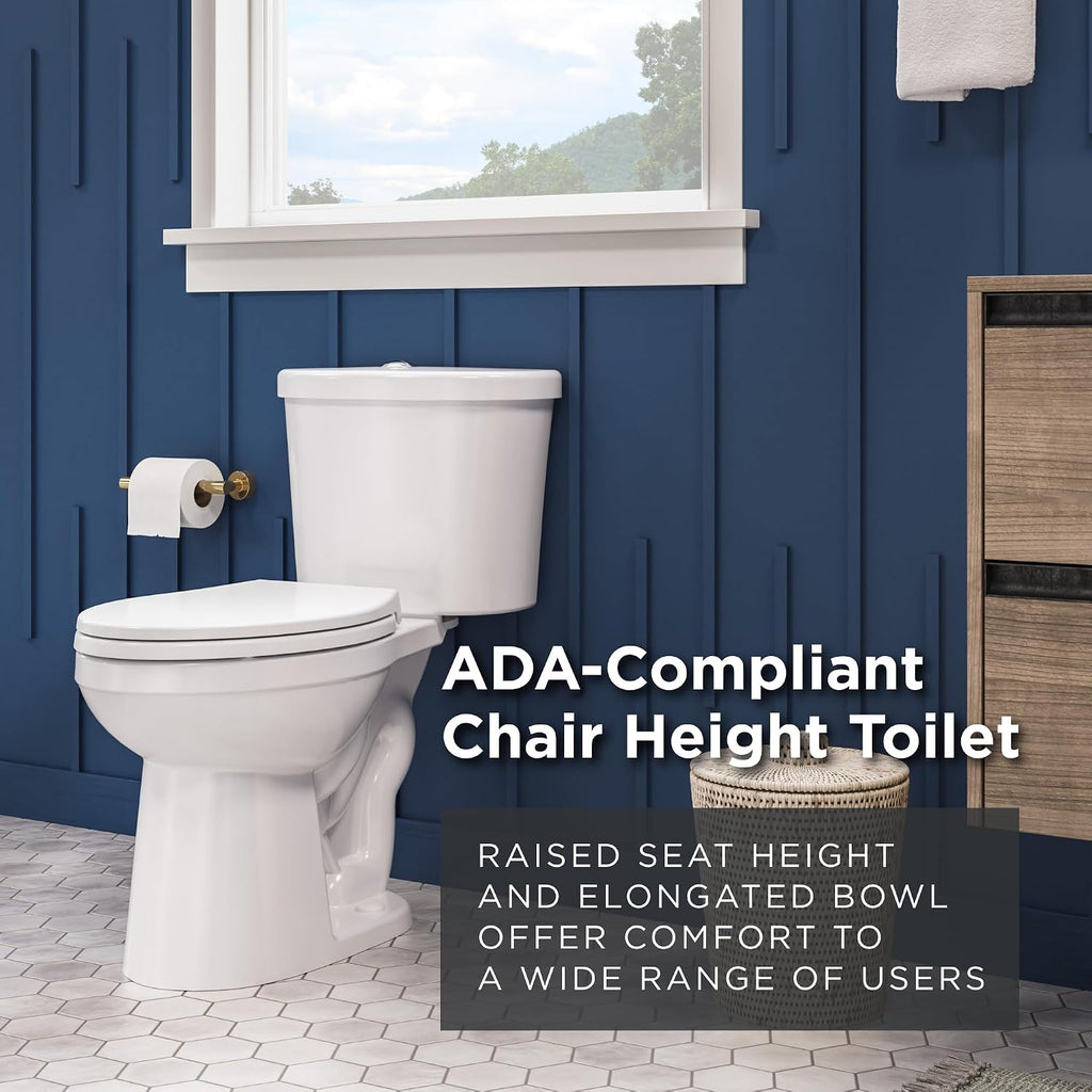 Gerber Maxwell Select Elongated Dual-Flush 1.0/1.28 GPF Two-Piece Toilet, ADA Chair Height, 12-in Rough-In, High Efficiency, Soft-Close Seat & Install Kit with Wax Ring, White, GRD49210E