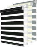 Blackout Cordless Zebra Blinds for Windows, Blinds for lndoor, Light Control, Easy to Instal, UV Protection, for Home, Offices and Door, Roller Shades, Custom Sizes,Black, 52' W x 56' H