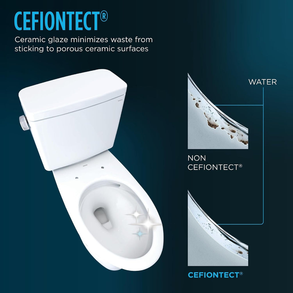 TOTO Drake Two-Piece Elongated 1.28 GPF TORNADO FLUSH Toilet with CEFIONTECT and Right-Hand Trip Lever, Cotton White - CST776CERG#01