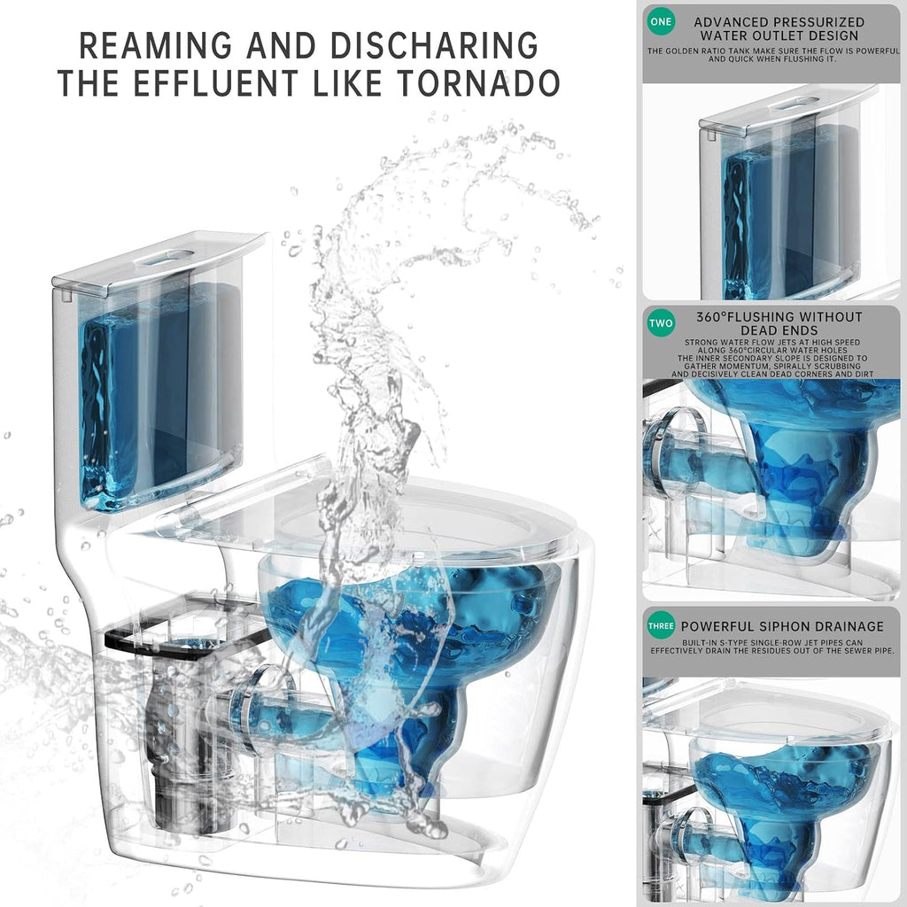 Macerating Toilet with Pump & AC Vent | Upflush Toilet System for Basement to Bathroom sink & Silent High Standard,include One Piece Modern Toliets, 600W Macerator Pump