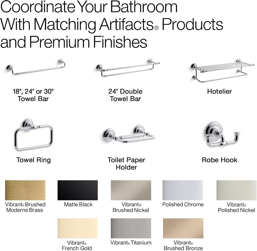 Kohler 72570-BL Artifacts® 24' Double Towel bar, Matte Black