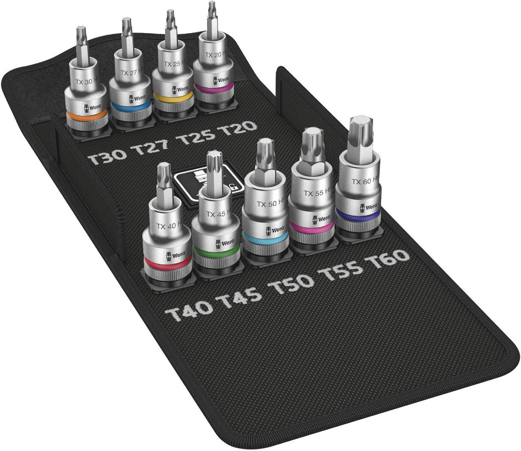 Wera 05004202001 8767 C TORX® HF 1 Zyklop bit socket set with 1/2' drive, with holding function, 9 pieces