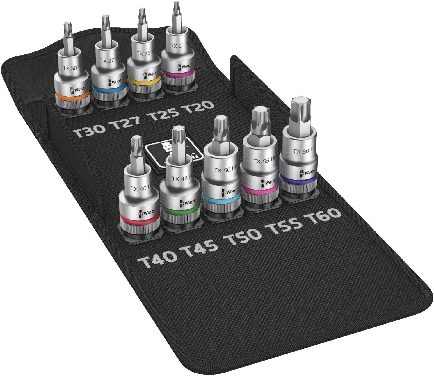 Wera 05004202001 8767 C TORX® HF 1 Zyklop bit socket set with 1/2' drive, with holding function, 9 pieces