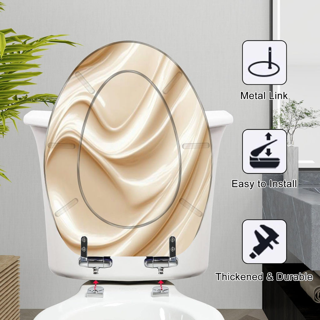 Elongated Toilet Seat Close up mayonnaise cream texture 3D render Resin Toilet Seat Slow Quiet Close with Quick-Release Hinges Toilet Seat with Cover Easy to Clean Install