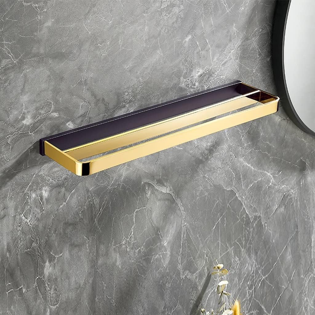 LSLYTQ Light Luxury All Copper Solid Towel Rack, Bathroom Black Gold Rail, Wall-Mounted Towel Bar